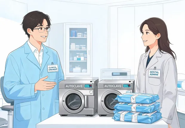 Clinical engineer advising sterilization team